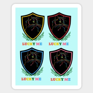 Lucky Cat Family Shield Magnet